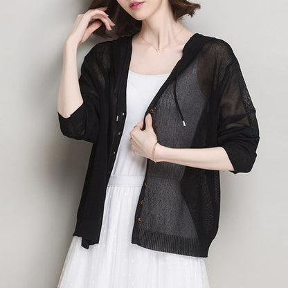 Plain Hooded Cardigan