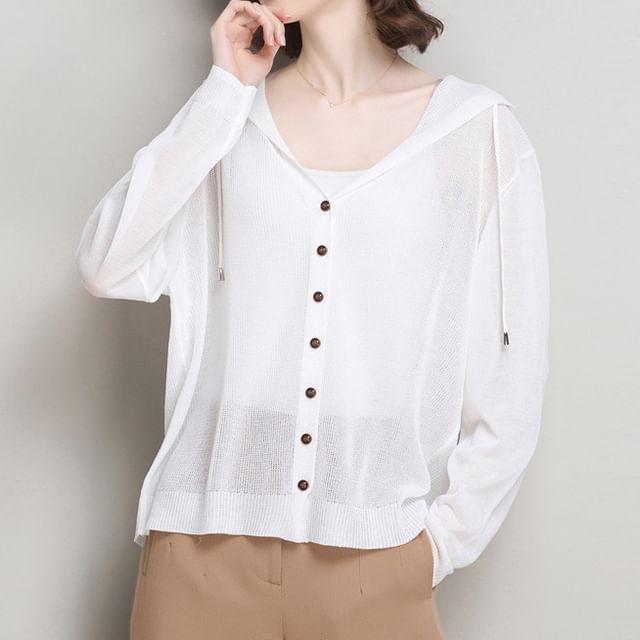 Plain Hooded Cardigan