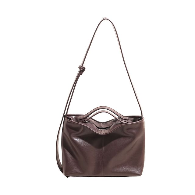 Faux Leather Crossbody Tote Bag