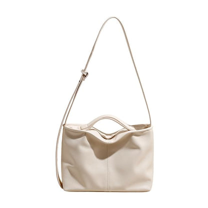 Faux Leather Crossbody Tote Bag