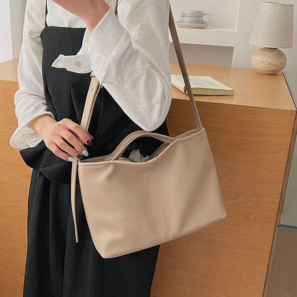 Faux Leather Crossbody Tote Bag