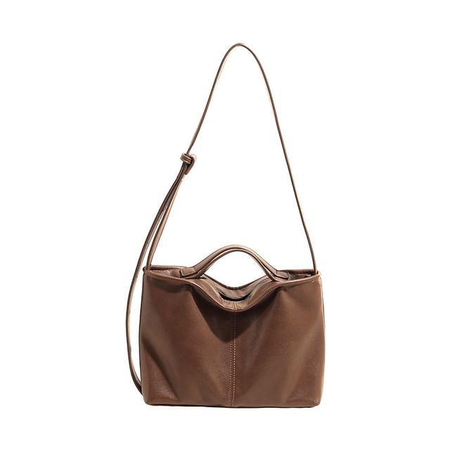 Faux Leather Crossbody Tote Bag