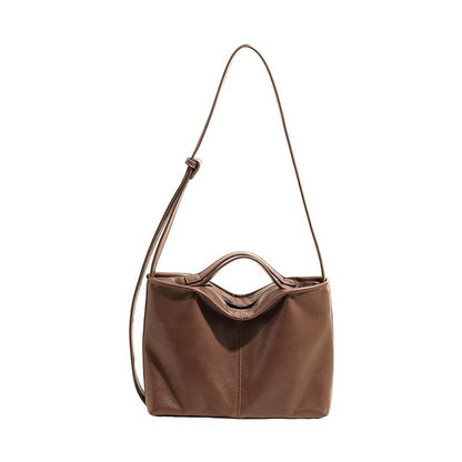Faux Leather Crossbody Tote Bag