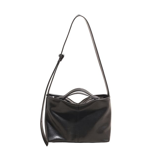 Faux Leather Crossbody Tote Bag