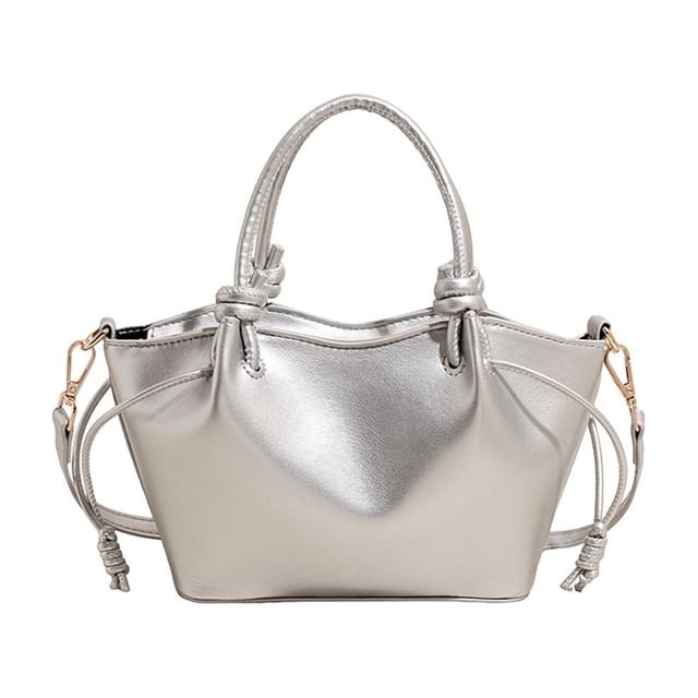 Drawstring Knotted Handle Crossbody Tote Bag
