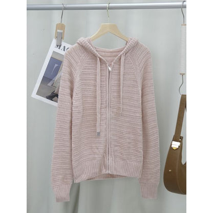 Zip-Up Plain Cardigan