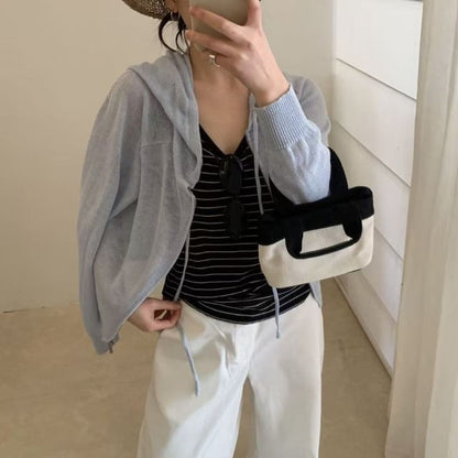 Hooded Plain Cardigan