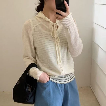 Hooded Plain Cardigan