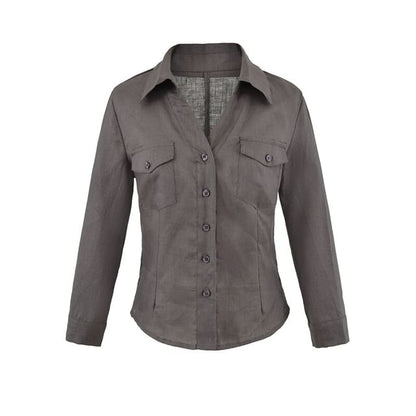 Solid Button-Down Shirt with Long Sleeves