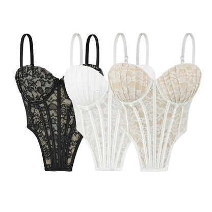 Lace-Trimmed Strappy Cami Bodysuit