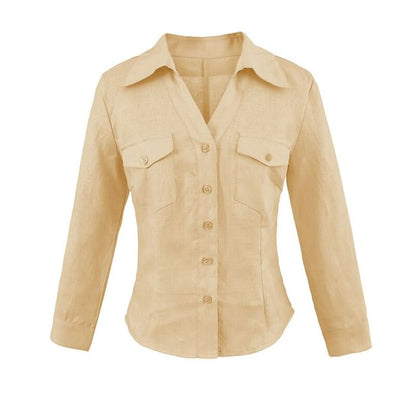 Solid Button-Down Shirt with Long Sleeves