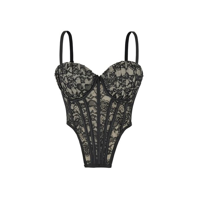 Lace-Trimmed Strappy Cami Bodysuit