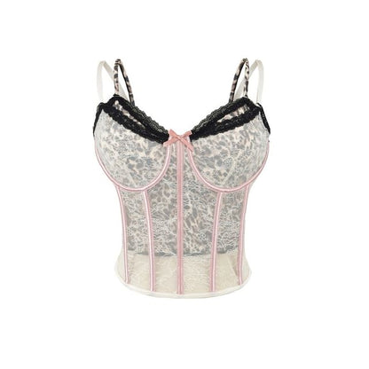 Fishbone Lace Detail Sleeveless Cami