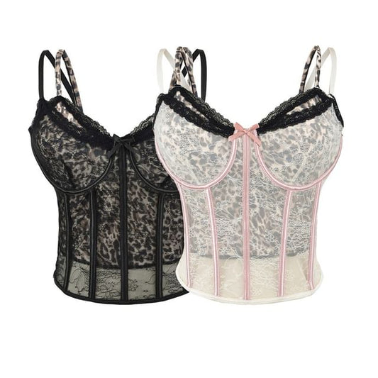 Fishbone Lace Detail Sleeveless Cami