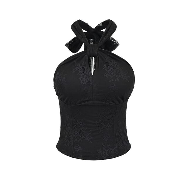 Halter Neck Lace Knotted Top