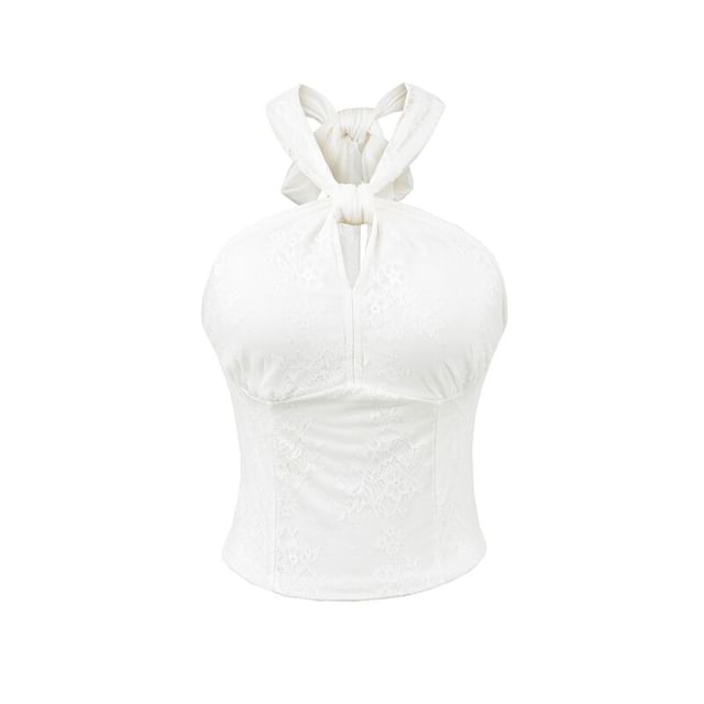 Halter Neck Lace Knotted Top