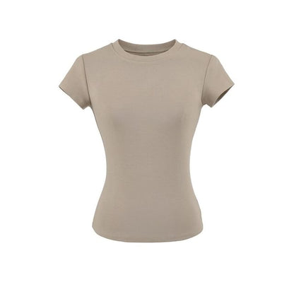 Crew Neck Solid Tee with Short Sleeves
