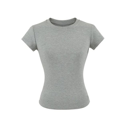 Crew Neck Solid Tee with Short Sleeves