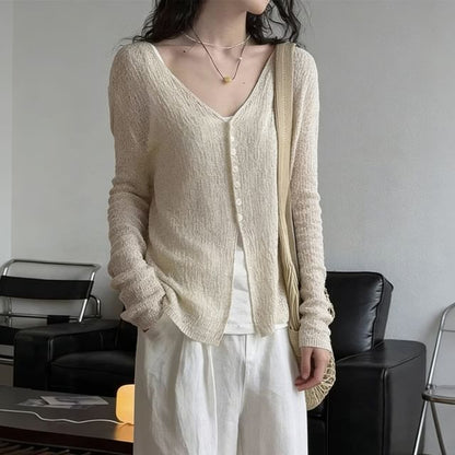 V-Neck Plain Light Cardigan