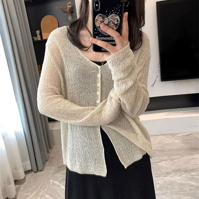 V-Neck Plain Light Cardigan