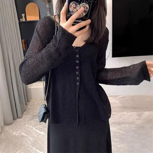 V-Neck Plain Light Cardigan