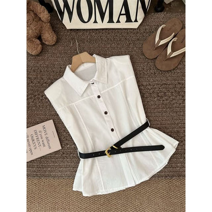 Sleeveless Button-Up Shirt