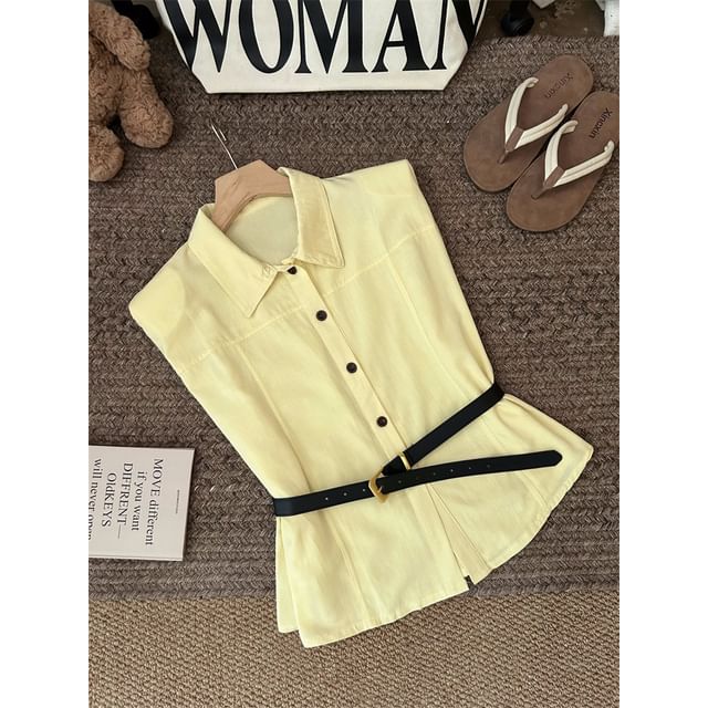 Sleeveless Button-Up Shirt