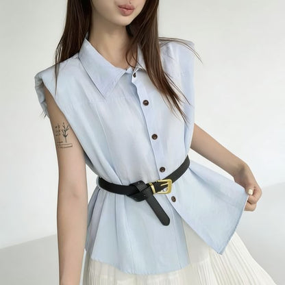 Sleeveless Button-Up Shirt