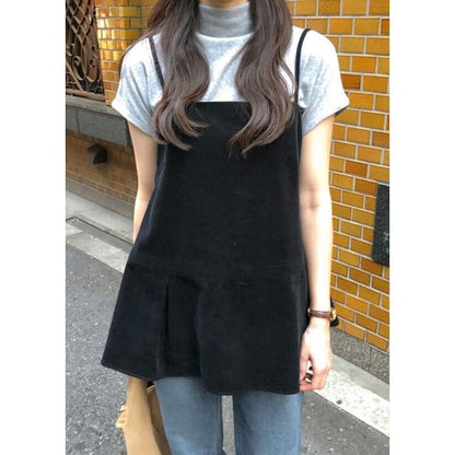 Spaghetti Strap Square Neck Plain Mini A-Line Dress