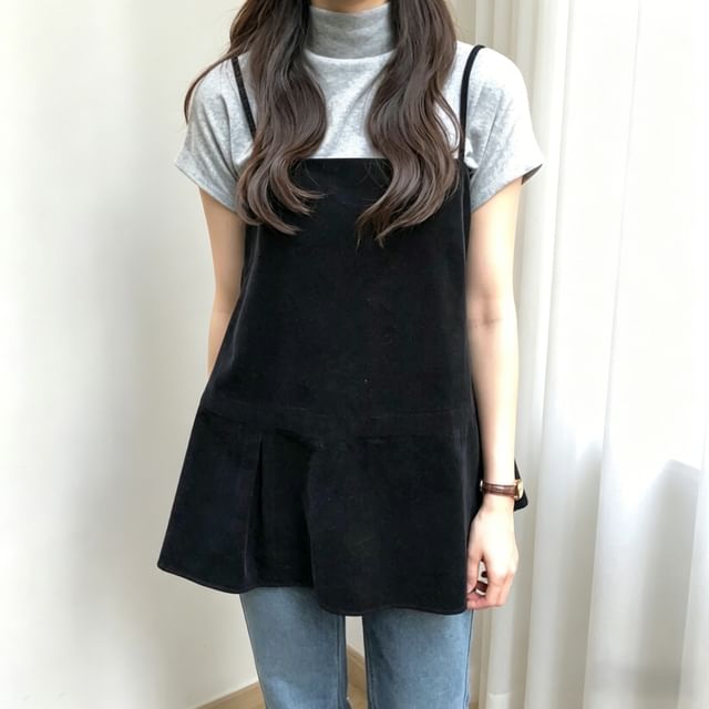 Spaghetti Strap Square Neck Plain Mini A-Line Dress