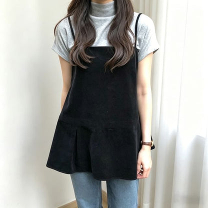 Spaghetti Strap Square Neck Plain Mini A-Line Dress