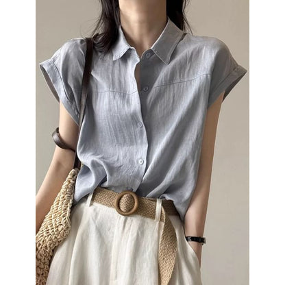 Cap Sleeve Solid Casual Shirt