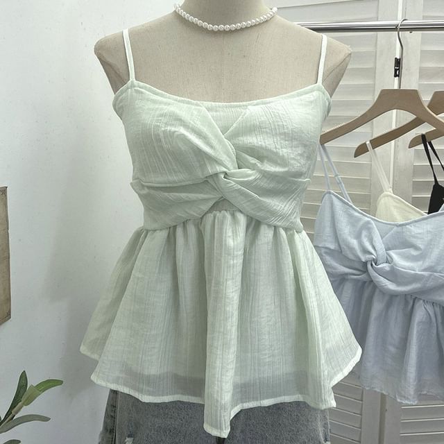 Twisted Flowy Scoop Neck Spaghetti Strap Camisole
