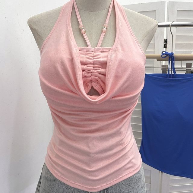 Cutout Halter Neck Camisole Top
