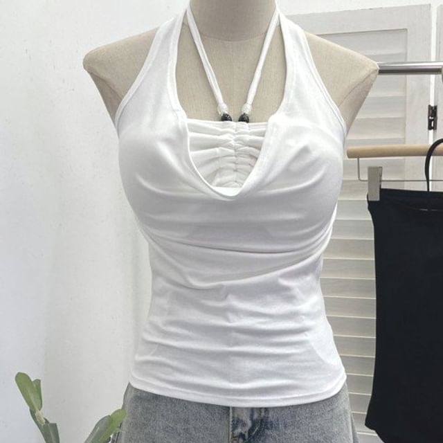 Cutout Halter Neck Camisole Top