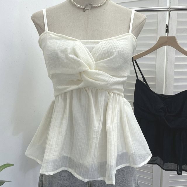Twisted Flowy Scoop Neck Spaghetti Strap Camisole