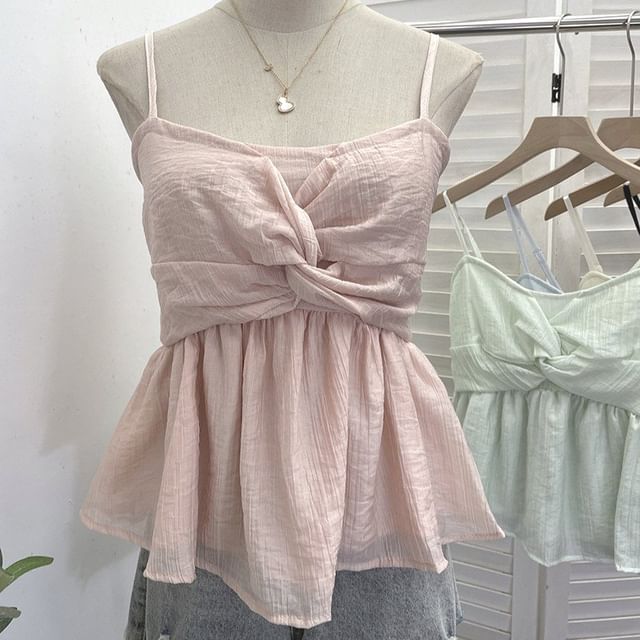 Twisted Flowy Scoop Neck Spaghetti Strap Camisole