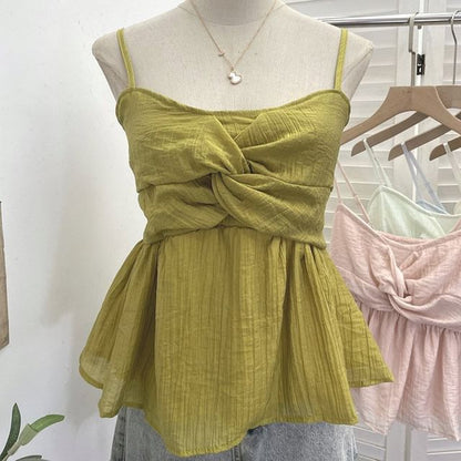 Twisted Flowy Scoop Neck Spaghetti Strap Camisole