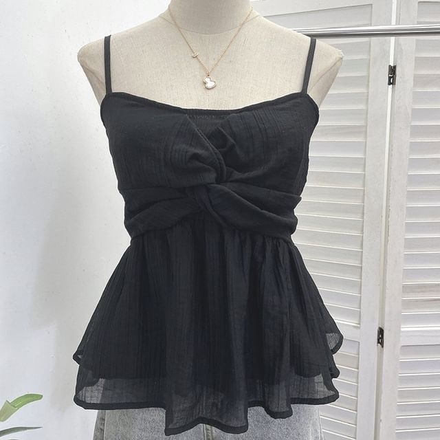 Twisted Flowy Scoop Neck Spaghetti Strap Camisole