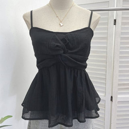Twisted Flowy Scoop Neck Spaghetti Strap Camisole