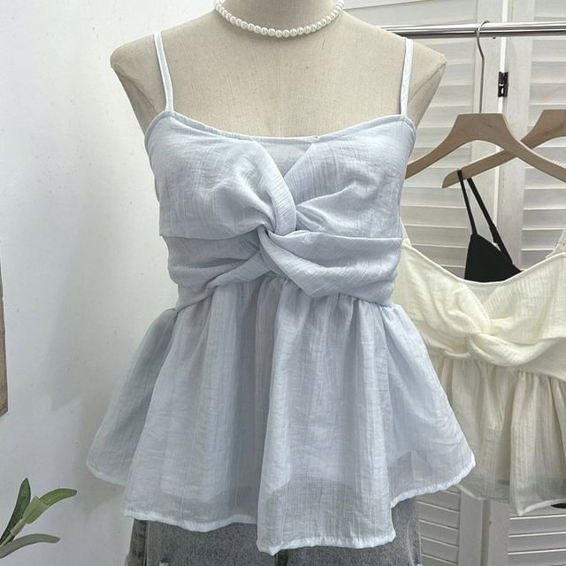 Twisted Flowy Scoop Neck Spaghetti Strap Camisole