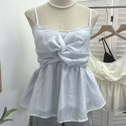 Twisted Flowy Scoop Neck Spaghetti Strap Camisole