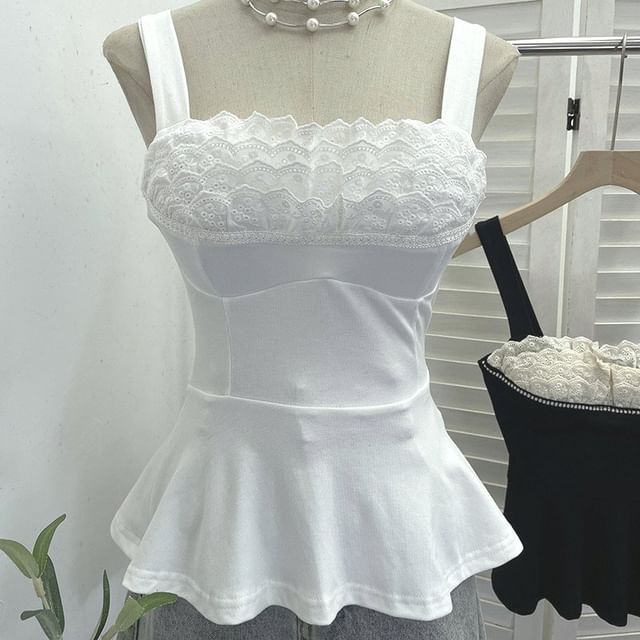Flowy Lace-Trimmed Spaghetti Strap Camisole