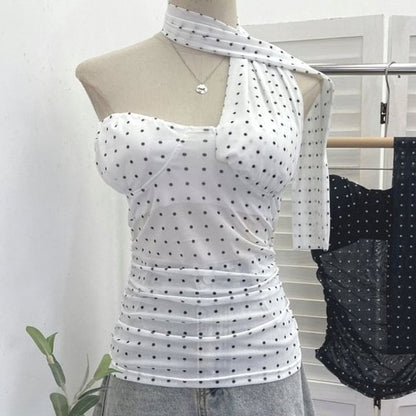 Polka Dot Strapless Tube Top
