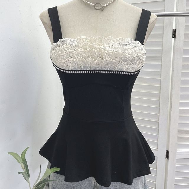 Flowy Lace-Trimmed Spaghetti Strap Camisole