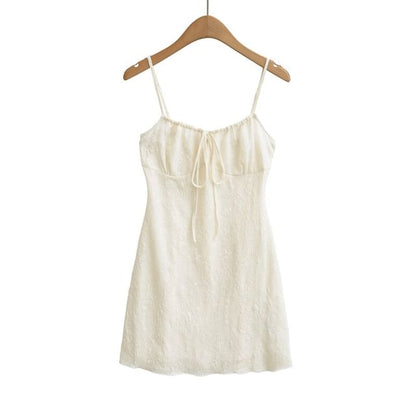 Spaghetti Strap V-Neck Plain Mini A-Line Dress