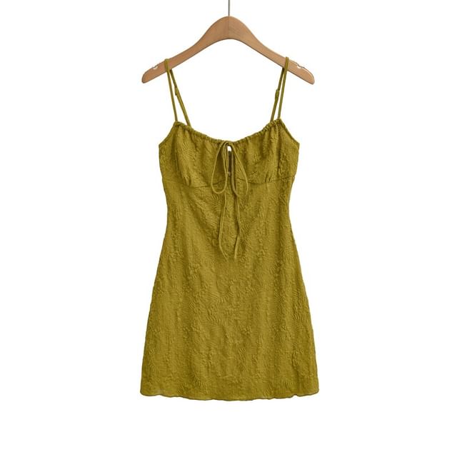 Spaghetti Strap V-Neck Plain Mini A-Line Dress