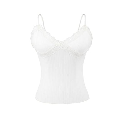 V-Neck Lace Trim Camisole Top