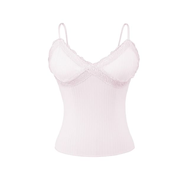 V-Neck Lace Trim Camisole Top