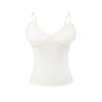 V-Neck Lace Trim Camisole Top